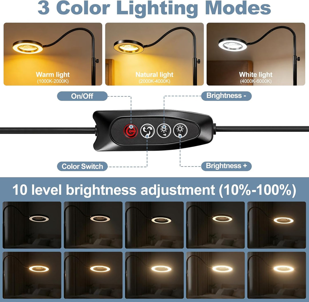 Lupe mit licht und ständer, 10x Standlupe mit Beleuchtung und Stativ, 3-in-1-Standlupe, 3 Farben Mod