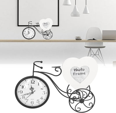 Tyenaza Vintage Fahrrad-Tischuhr-Dekoration, Fotorahmen-Dekoration, Desktop-Dekoration, Retro-Fahrra