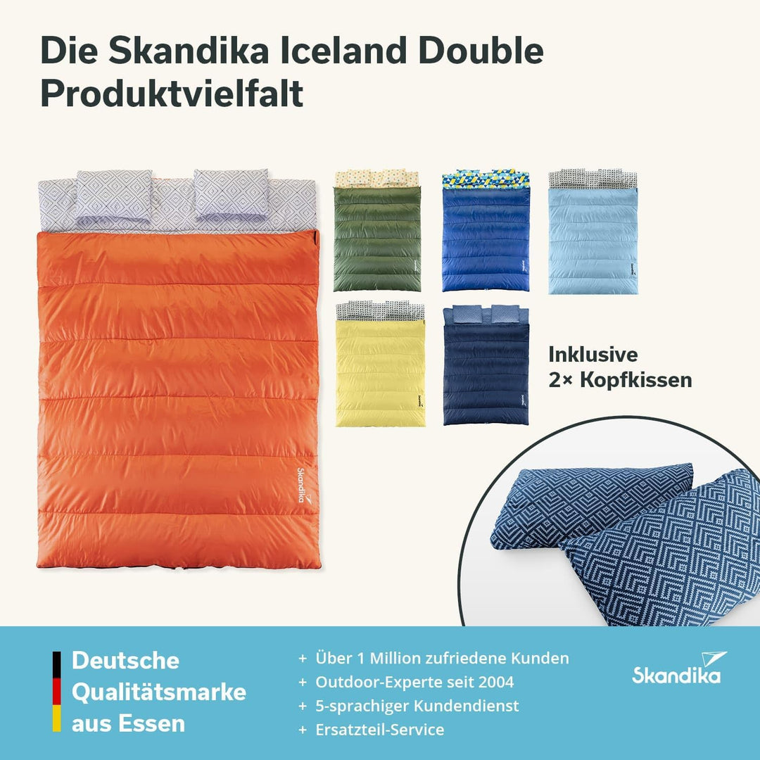 Skandika Doppelschlafsack Iceland Double | Schlafsack 2 Personen 3 Jahreszeiten, mit/ohne Flanell, B