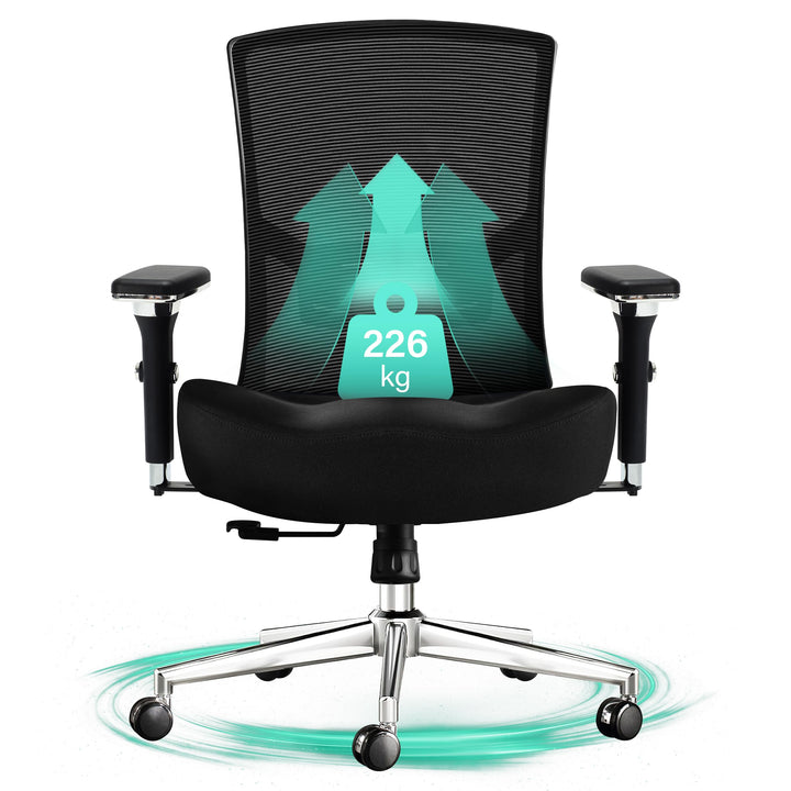Blue Whale Bürostuhl 200kg,Grosser und hoher Bürostuhl Ergonomisch,Drehstuhl aus Mesh und Wippfunkti