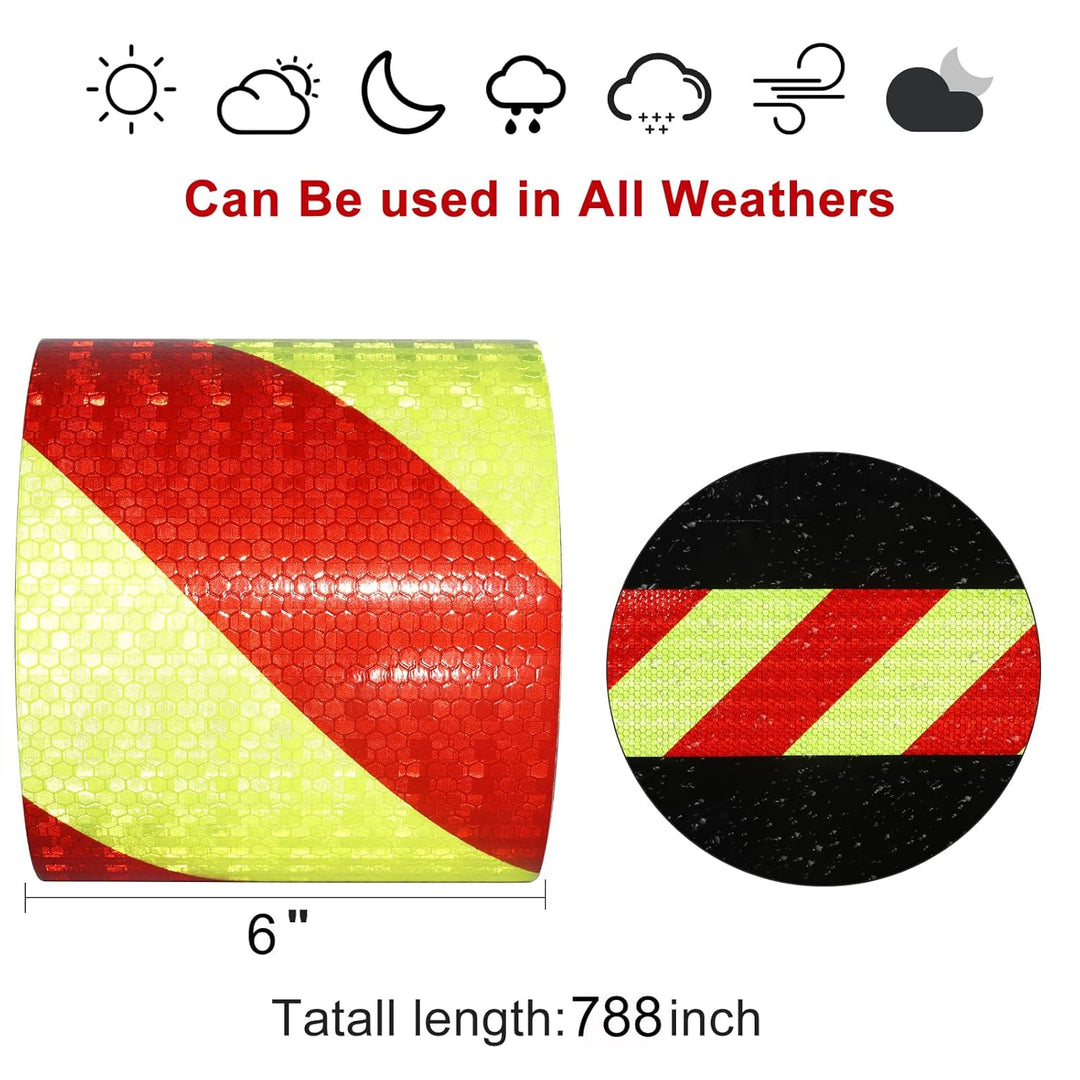 Reflektierendes Klebeband Rot Gelb 15cm x 20m Wasserdicht Reflektorband Selbstklebend Warnklebeband
