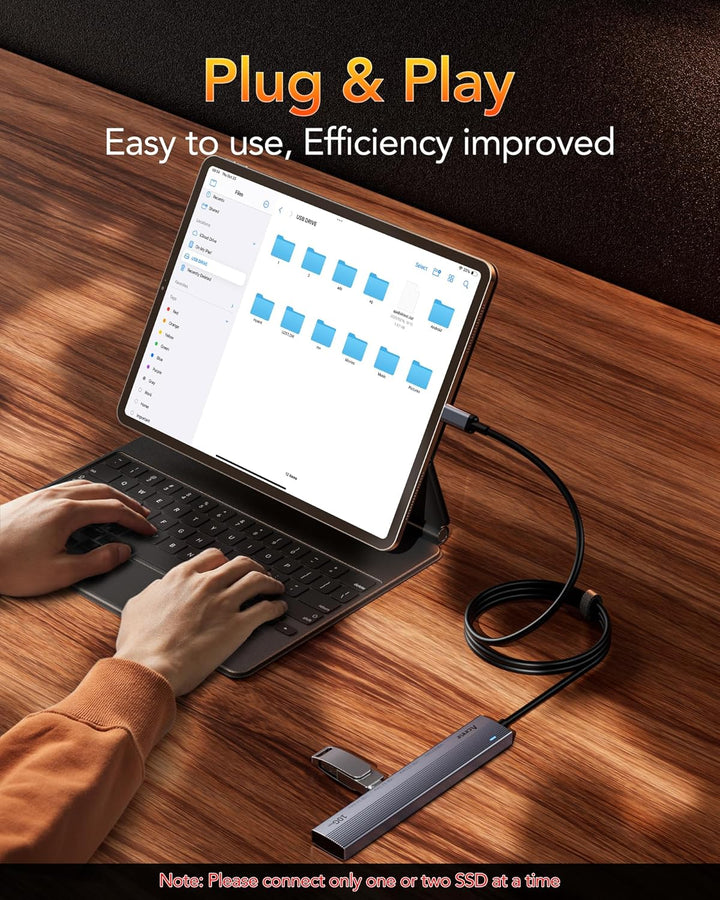 Aceele USB C Hub 3.2 Gen 2 Splitter mit 4 USB-C-Anschlüssen, USB 3.2 Datenhub mit 60 cm Kabel, geeig