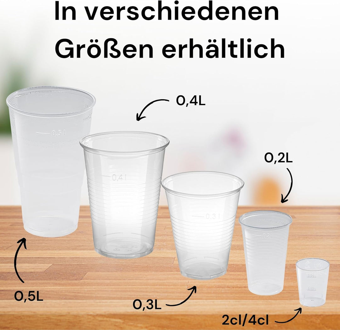 Trinkbecher Made in Germany | Eichstrich 0,4l | Bierbecher Plastikbecher Einwegbecher aus Kunststoff