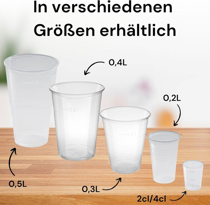 Trinkbecher Made in Germany | Eichstrich 0,4l | Bierbecher Plastikbecher Einwegbecher aus Kunststoff