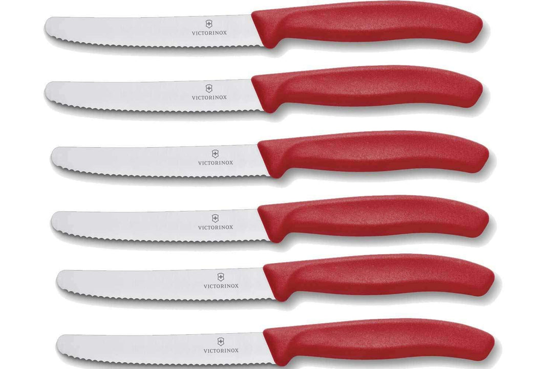 Victorinox 6 Stück Tafelmesser - Küchenmesser - Brötchenmesser Swiss Classic mit Wellenschliff - Swi