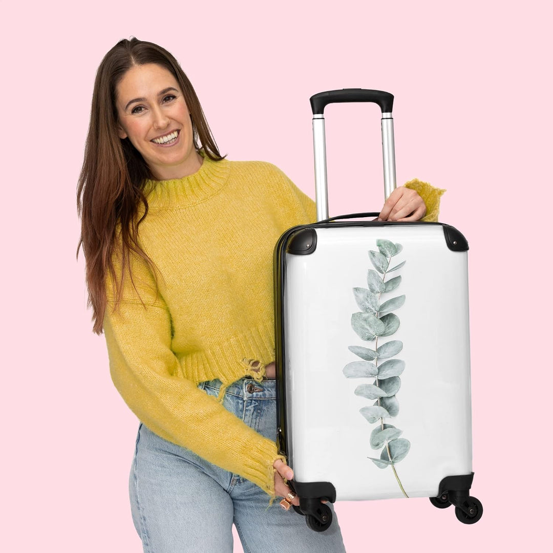 NoBoringSuitcases.com® Koffer Handgepäck Trolley Rollkoffer Kleine Reisekoffer mit 4 Rollen - Pflanz