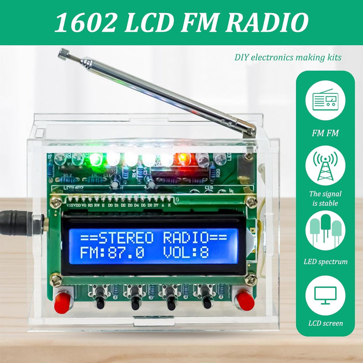 FM Radio Bausatz mit LCD-Display, 87–108 MHz Digital Radio Modul, DIY Lötübungs Kit Elektronik Lötpr