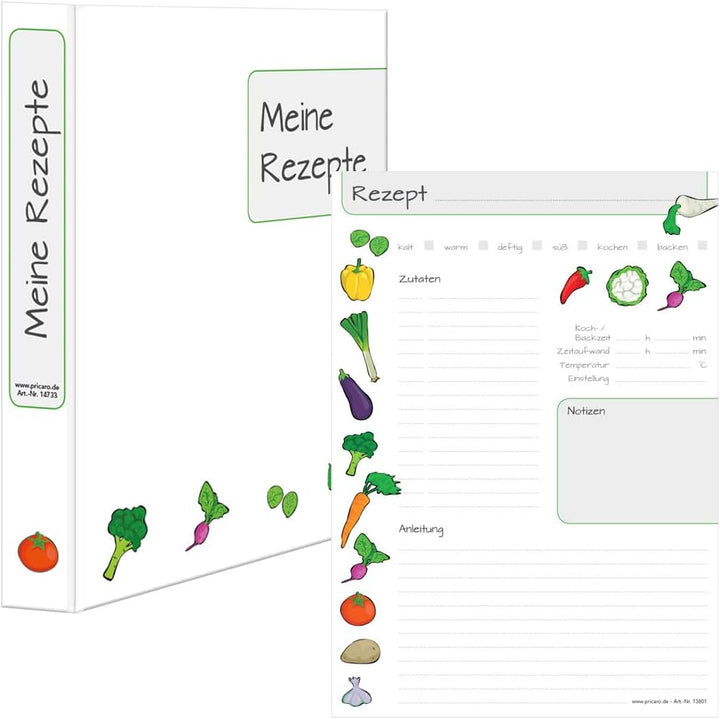 PRICARO Rezeptordner mit Rezeptblock "Querbeet", A4