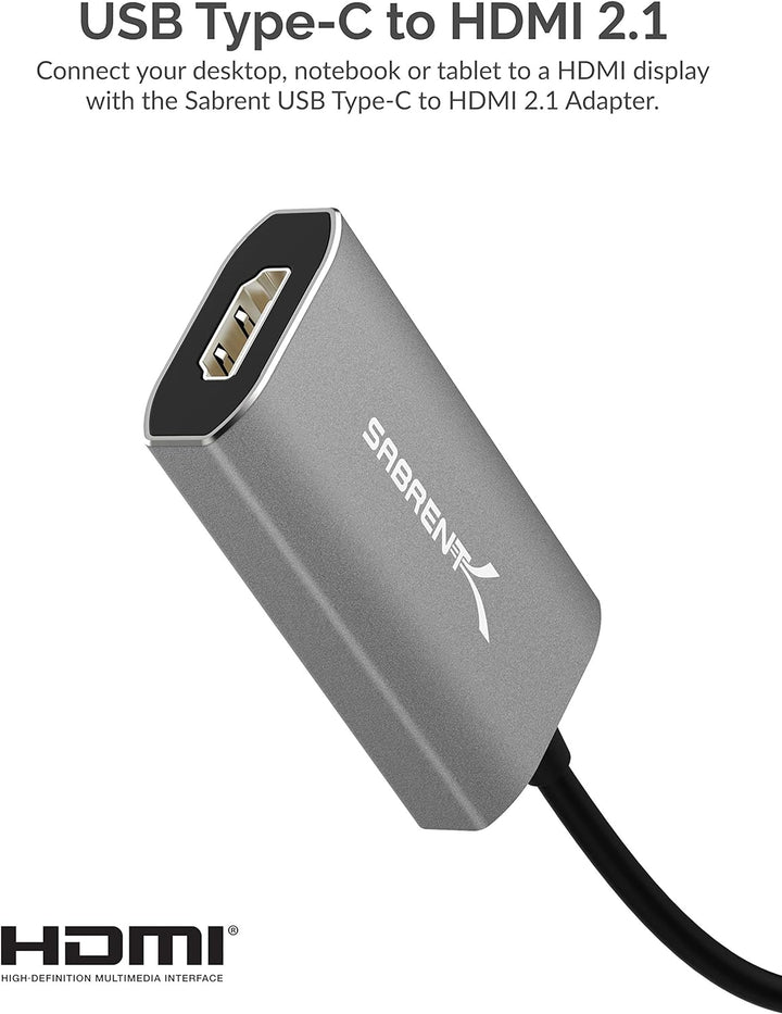 Sabrent USB C auf HDMI Adapter, 8K@60Hz 4K@120Hz UHD HDR High Speed, Typ C zu HDMI 2.1 Splitter Konv