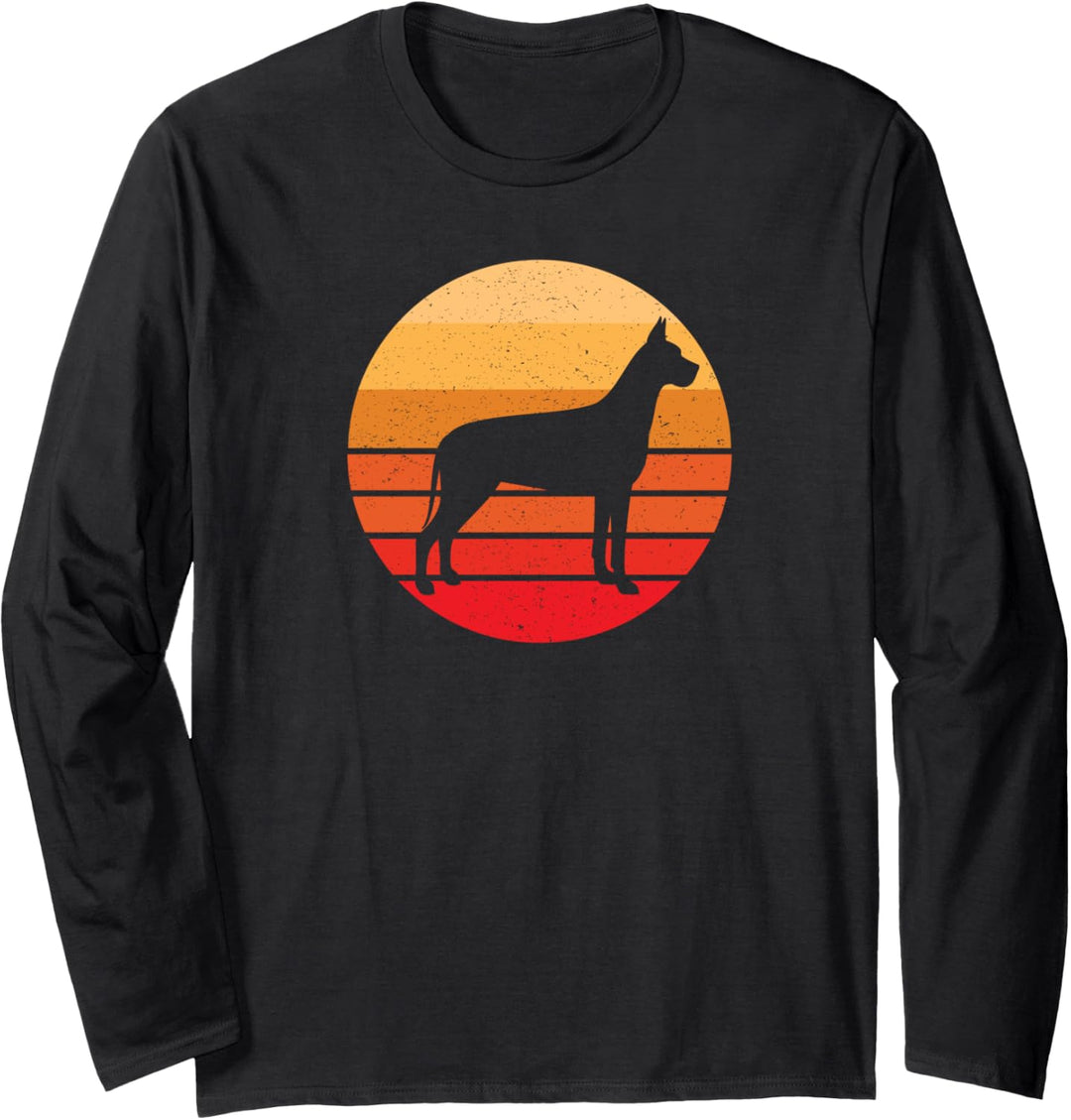 Deutsche Dogge Vintage Retro Sonnenuntergang Langarmshirt