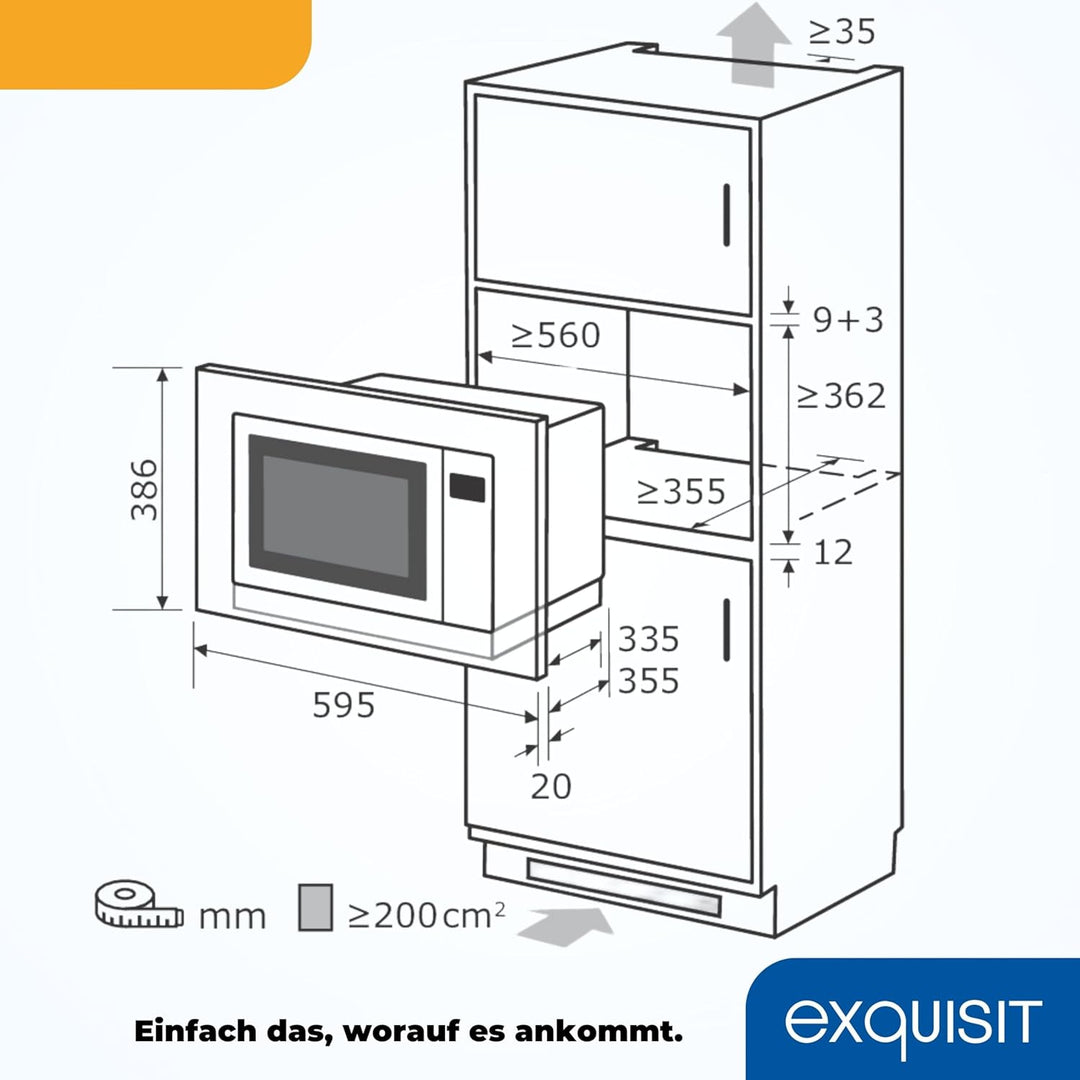 Exquisit EMW25-G-020 weiss | 60cm Einbaumikrowelle | Grillfunktion | Touch | Timer | Schnellstart