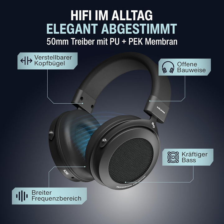 audio pirates Rick Professional Over-Ear HiFi-Kopfhörer – Offenes Design - mit Case, HiFi-Sound, 3m