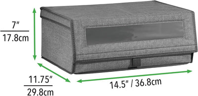 mDesign 4er-Set Schuhaufbewahrung aus Stoff – stapelbare Schuhbox mit Sichtfenster, Klettverschluss