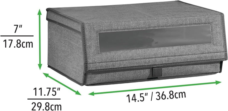 mDesign 4er-Set Schuhaufbewahrung aus Stoff – stapelbare Schuhbox mit Sichtfenster, Klettverschluss