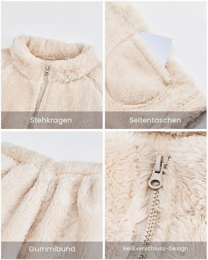 JiAmy Kinder Mädchen Outfit Set Winter Fleece 2 Stück Reissverschluss Langarm Oberteile Hose Sweatsh