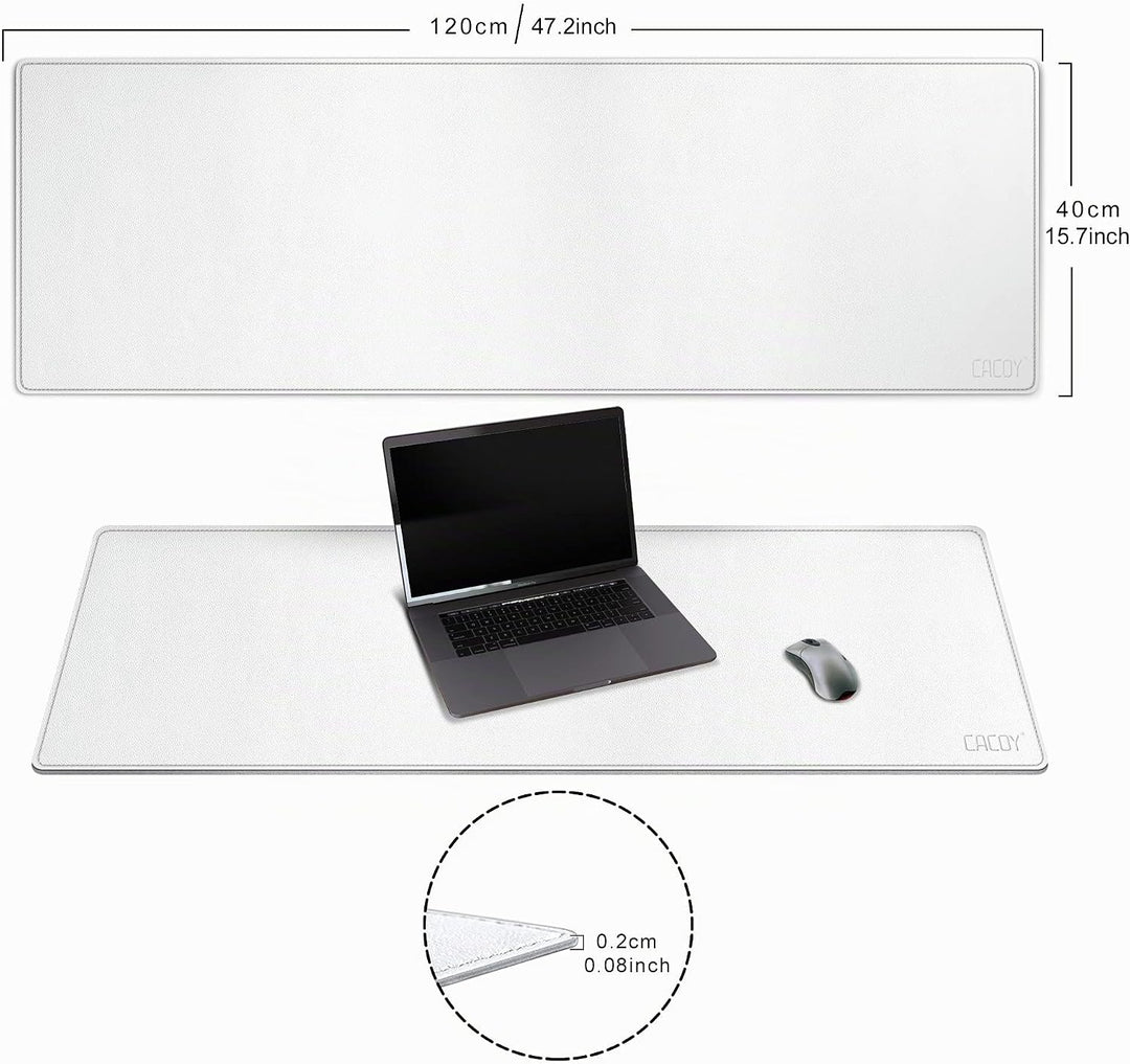 Cacoy Gross Mauspad PU Leder Schreibtischunterlage, 120x40cm Doppelseitige Wasserdichte Multifunktio