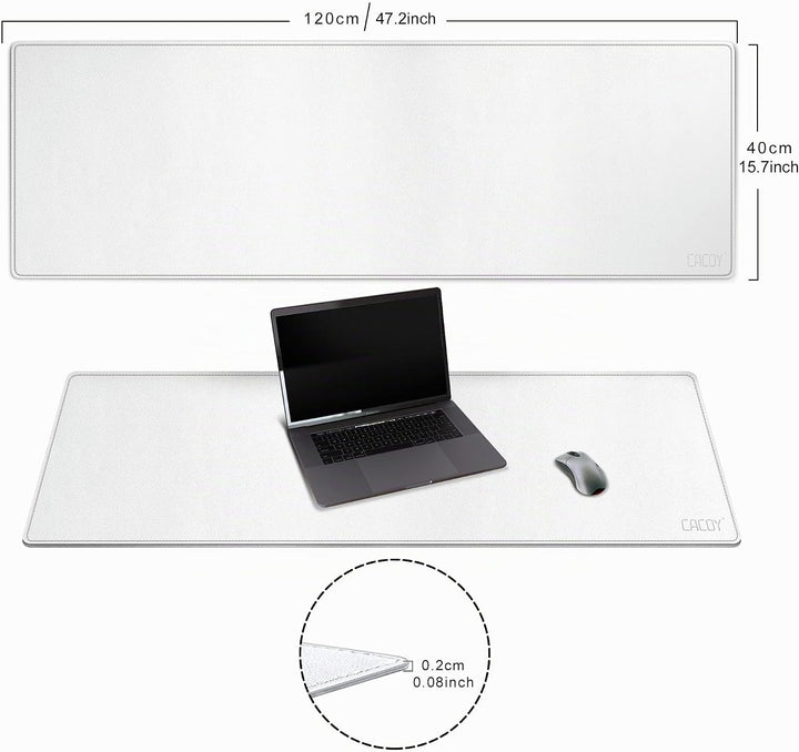 Cacoy Gross Mauspad PU Leder Schreibtischunterlage, 120x40cm Doppelseitige Wasserdichte Multifunktio