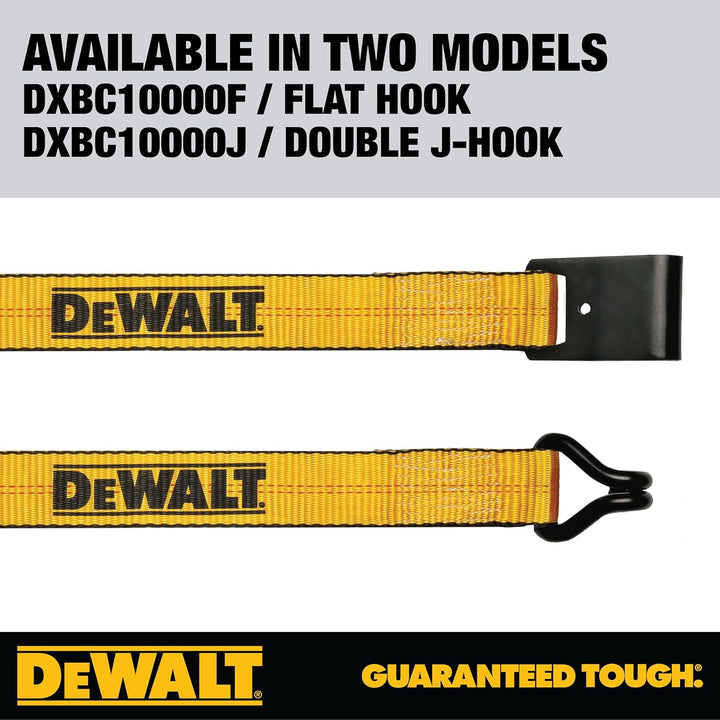 DEWALT DXBC10000F Spanngurt mit Ratsche, mit flachem Haken, robuste Ladungssicherung (4,5 kg Bruchfe