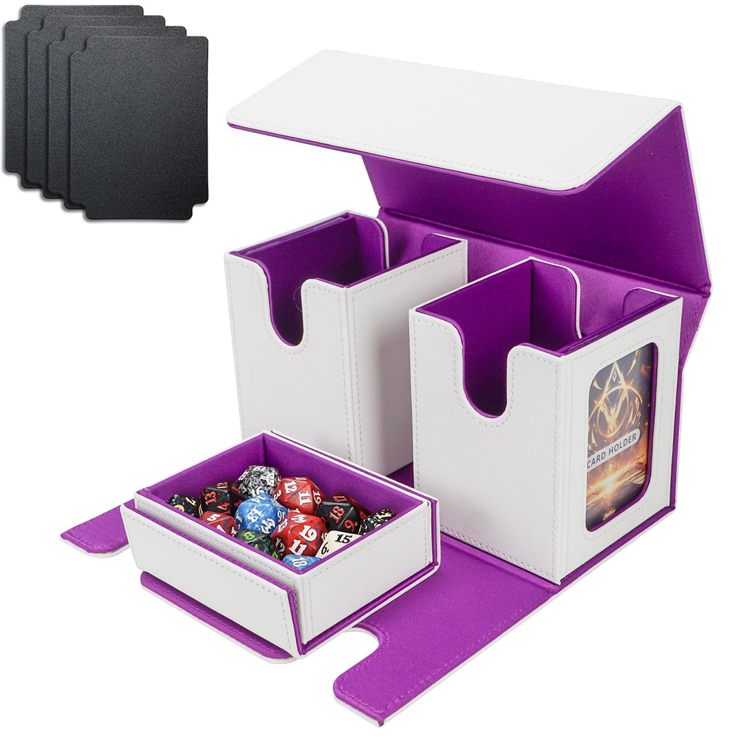 AFIING MTG Commander Kartenbox, 3-in-1 Karten-Aufbewahrungsbox für 200+ doppelt gesleevte Karten, Ma