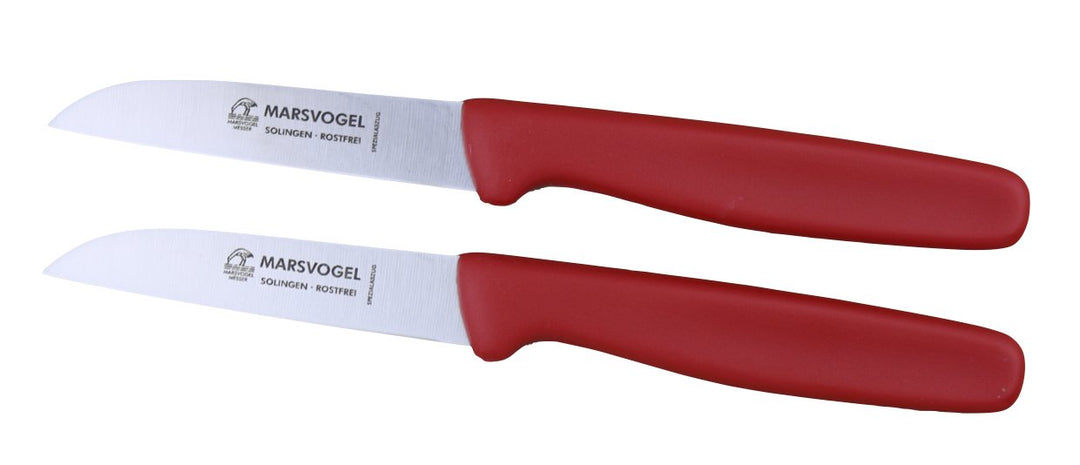 Marsvogel - Duo Pack Gemüsemesser Set Rot - gerade Klinge - Griffe aus PP Kunststoff - Made in Solin