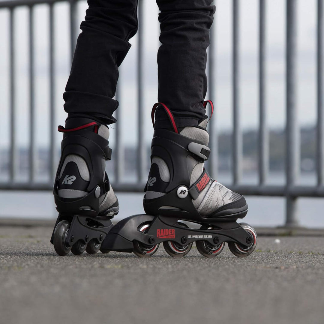 K2 Jungen Raider Inline Skates L (EU: 35-40 / UK: 3-7 / US: 4-8) grey - red, L (EU: 35-40 / UK: 3-7