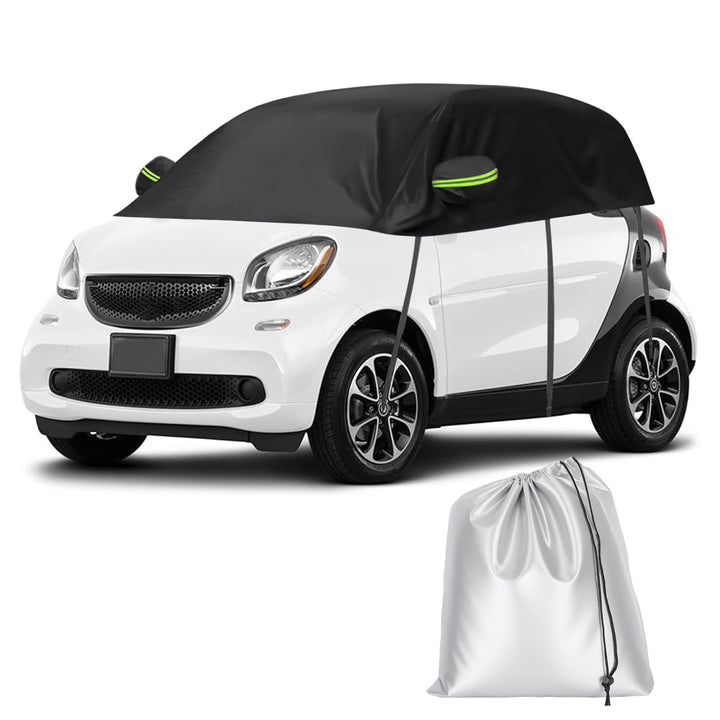 Halbgarage Autoabdeckung Wasserdicht Passend für Smart Fortwo 2006-2025, 300D Atmungsaktiv Autoplane