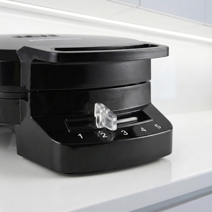 HWF-F1200BK Waffle Iron – 1200W Power, Non-Stick Coating, Adjustable Thermostat, Vertical Storage, W