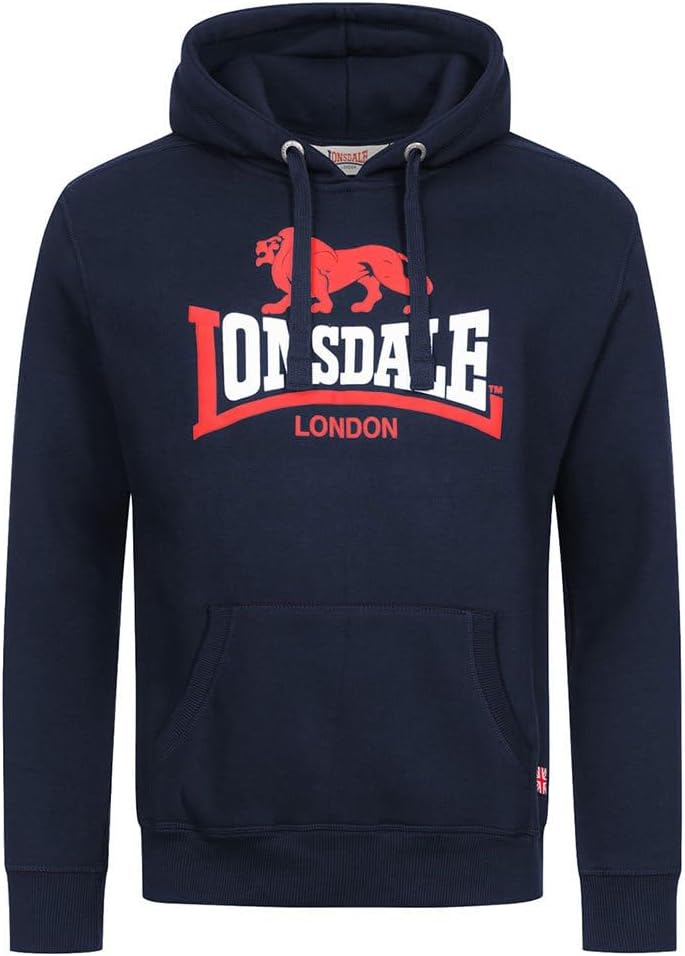 Lonsdale London Thurning Männer Kapuzenpullover Bordeaux Basics, Casual Wear, Streetwear S Navy/Red/