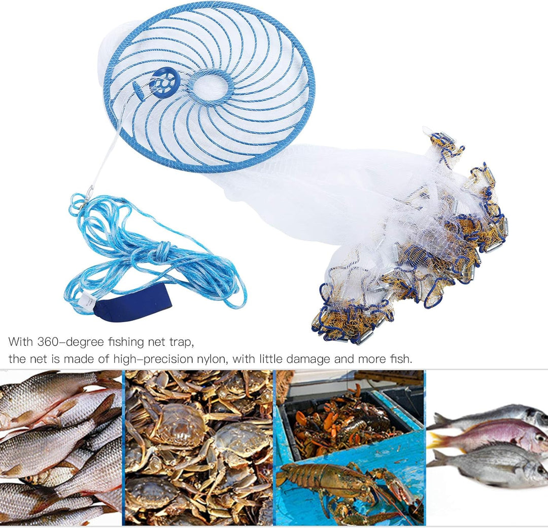 Wurfnetz Zum Fischen, Tragbares Fischernetz, Nylon Mesh Fischnetz zum Fangen von Angelnetz Angelzube