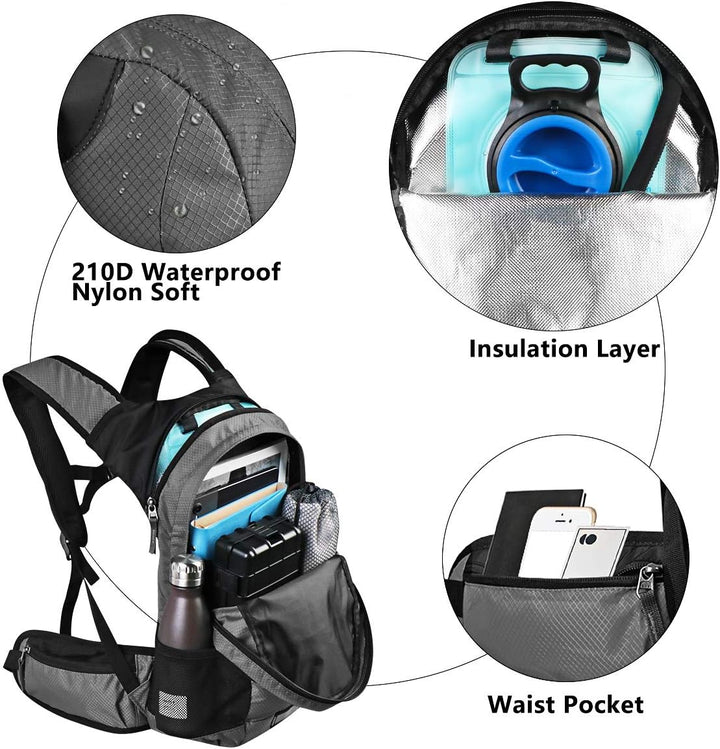 Lunidry Trinkrucksack Fahrradrucksack mit Trinkblase 2L Wasserdicht Sportrucksack, 20L Hydration Ruc