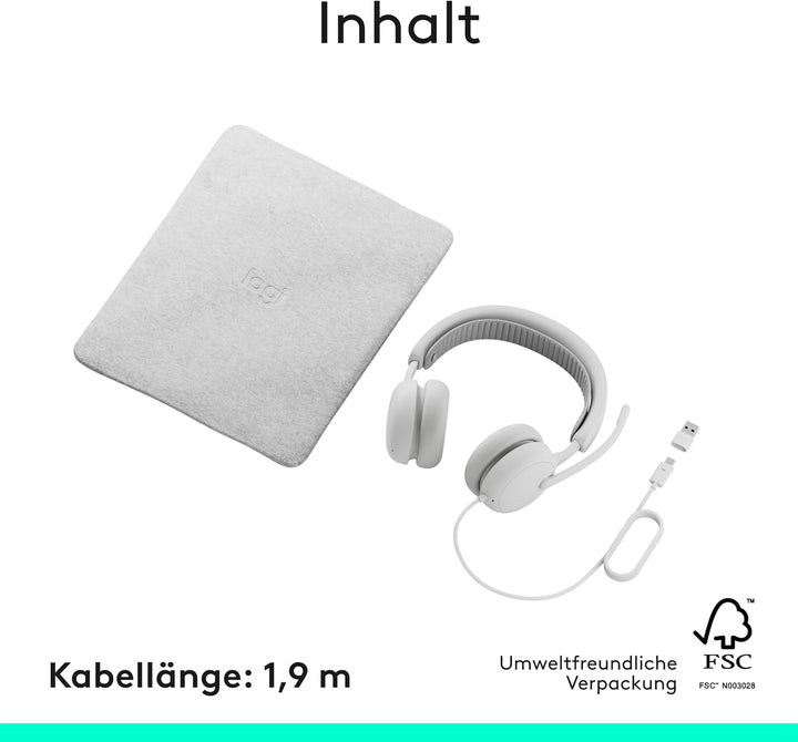 Logitech Zone Wired 2 – Headset mit Geräuschunterdrückung und Adaptive Hybrid-ANC, USB-C mit USB-A-A