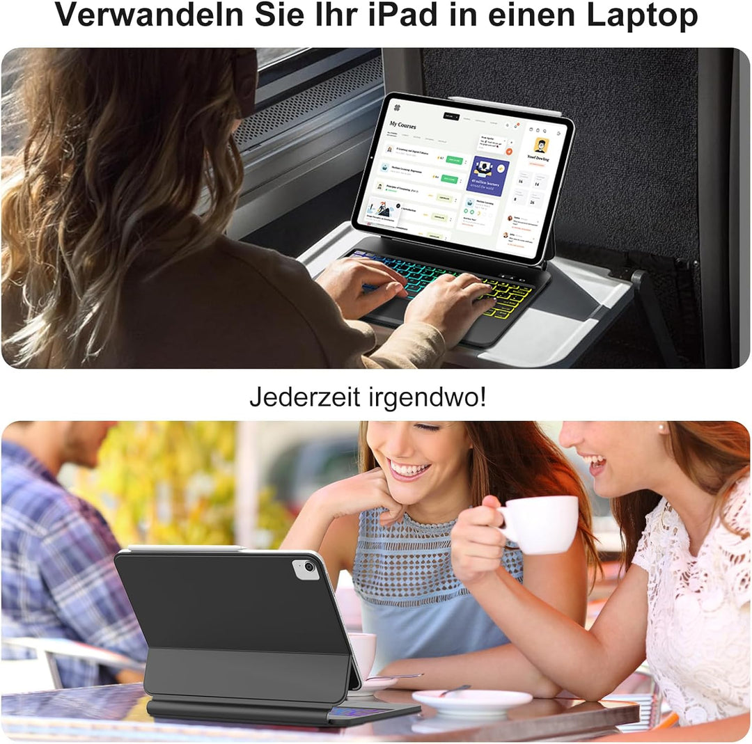 Magic Keyboard für iPad Air 11Zoll M4 2026 M3 2025 M2 2024, Air 5/4 Gen 10.9 Zoll, Multi Touch Track