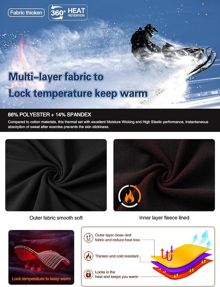 MEETWEE Thermounterwäsche Herren, Funktionsunterwäsche Winter Skiunterwäsche Suit Atmungsaktiv Therm
