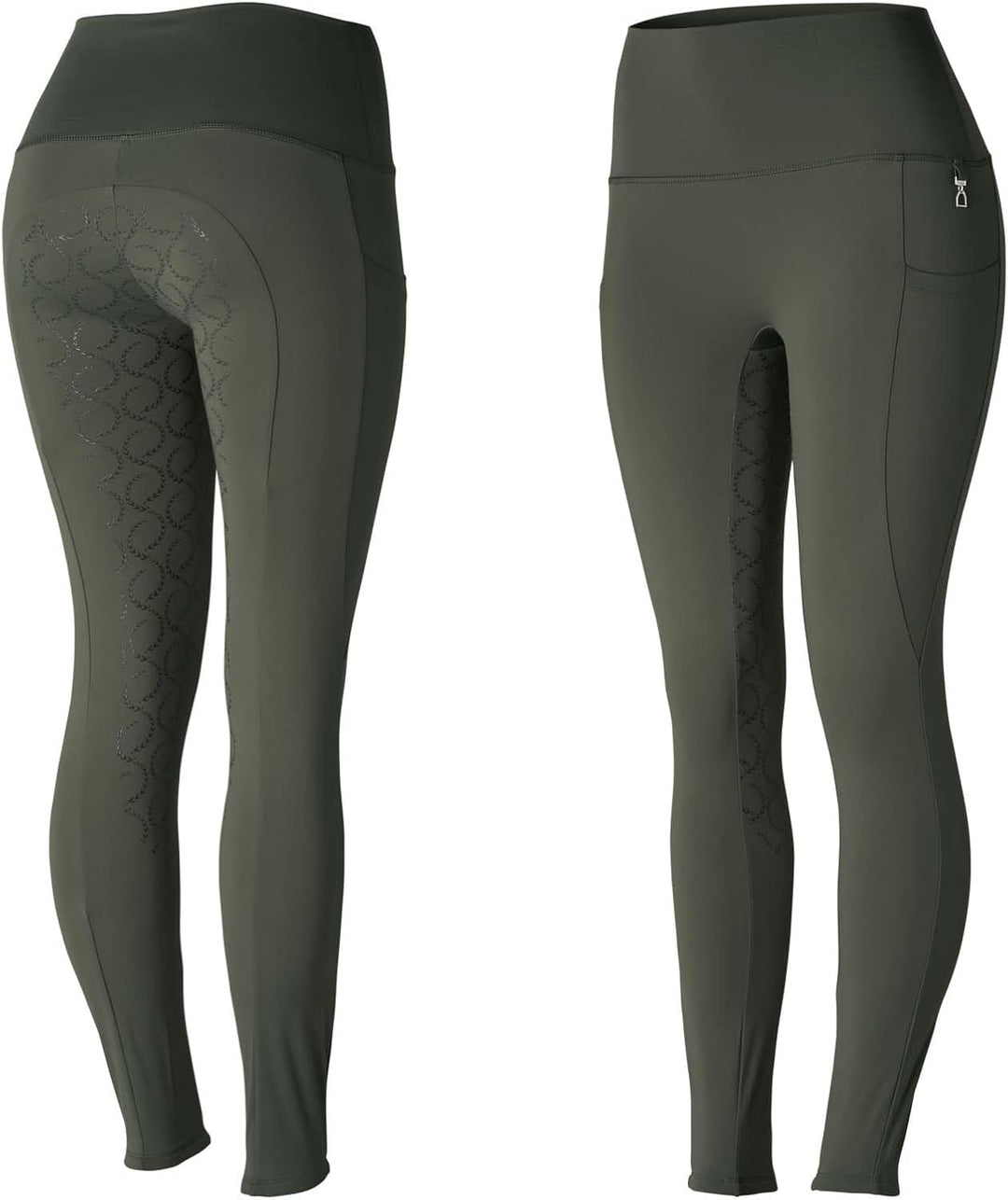 HORZE Damen Reitleggings Gillian, Reithose mit Handytasche und Silikonvollbesatz 36 Khakifarben, 36