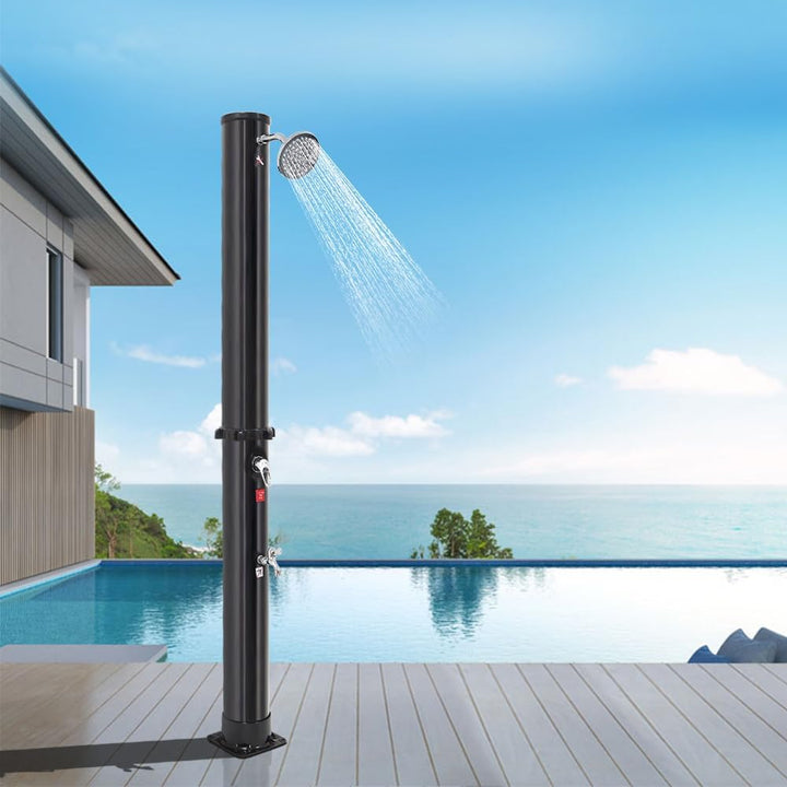 OHMG Solardusche, Gartendusche, Solar-Wassererhitzung, 35 l, verstellbarer Duschkopf, mit Kunststoff