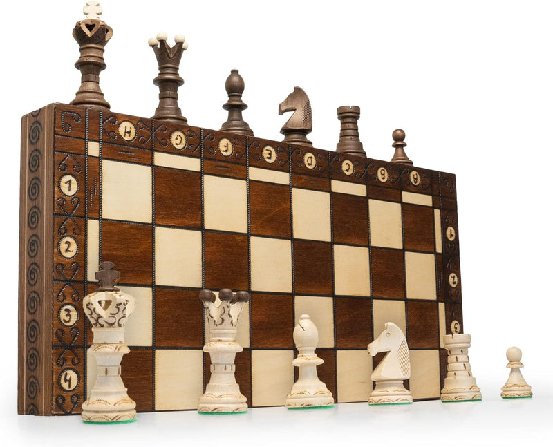 ChessEbook Schachspiel - Hochwertiges Schachbrett aus Holz - Chess Board Set klappbar - Schachbrett-