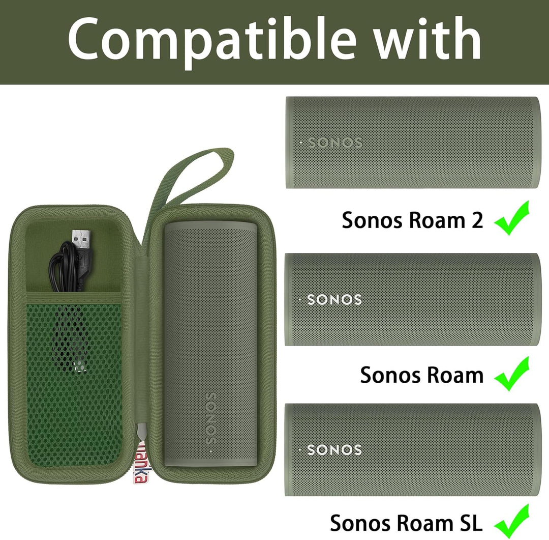 Khanka Hartschalen-Reiseetui Ersatz für Sonos Roam Bluetooth-Lautsprecher Grün, Grün