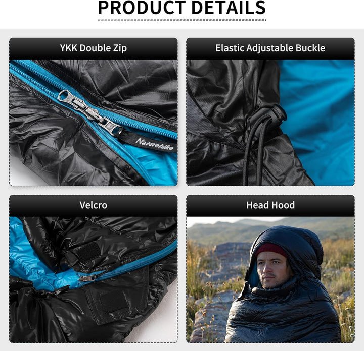 Naturehike Daunenschlafsack Ultraleichte Tragbare Kompackte Winter Schlafsack 4 Jahreszeiten für Erw