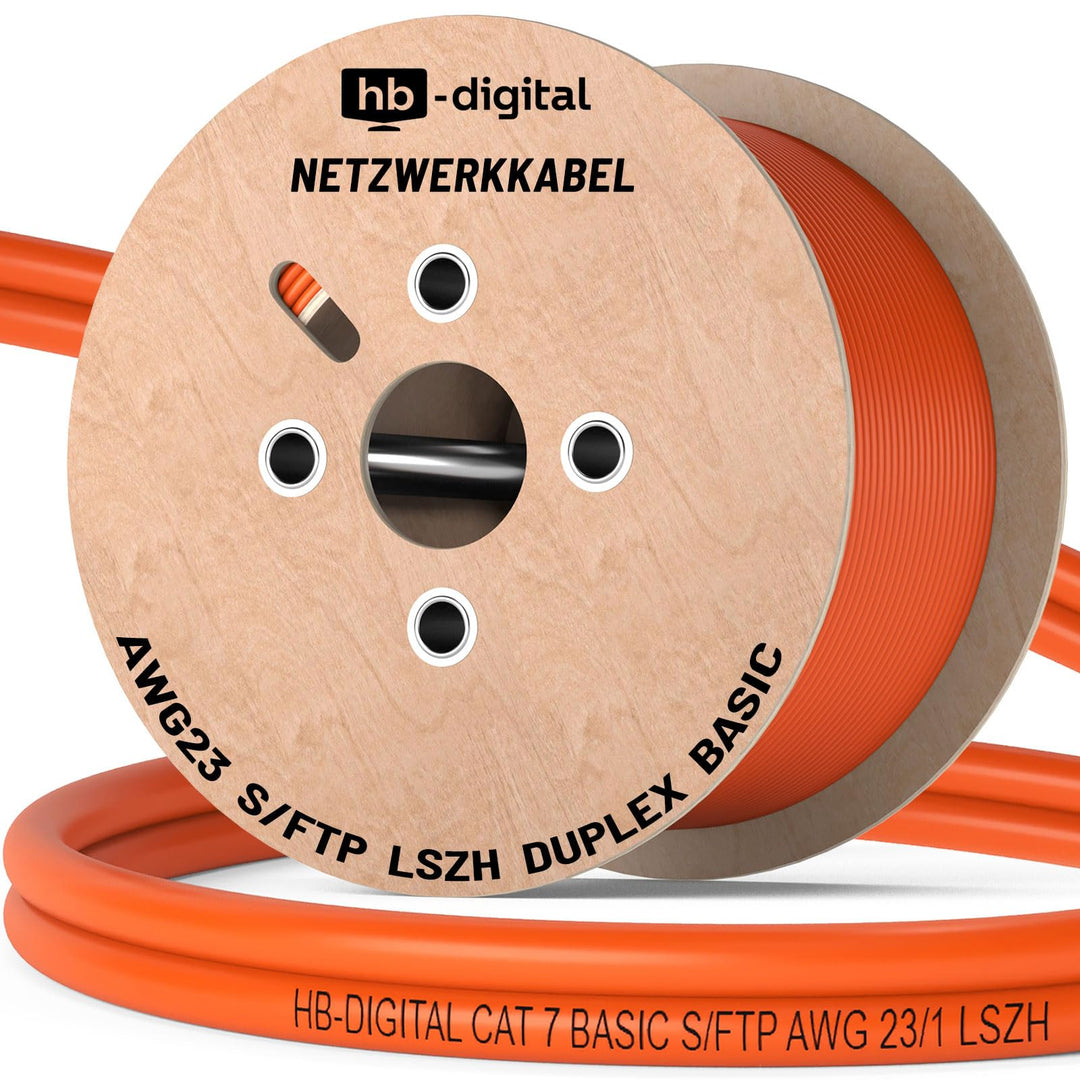 HB-DIGITAL 100m Basic Netzwerkkabel cat 7 Brandschutzklasse: Eca LAN Verlegekabel Cabel Kupfergemisc