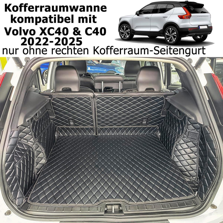 Kofferraumwanne kompatibel mit Volvo XC40 C40 2022–2026 (nur ohne rechten Kofferraum-Seitengurt Ohne