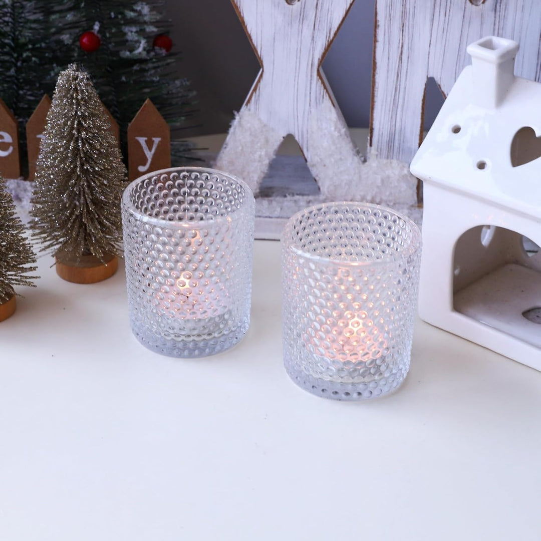 Bubbles Teelichthalter Glas mit 12 Stück, Klare Teelichtgläser für Feiern und Partys, Haus Teelichte