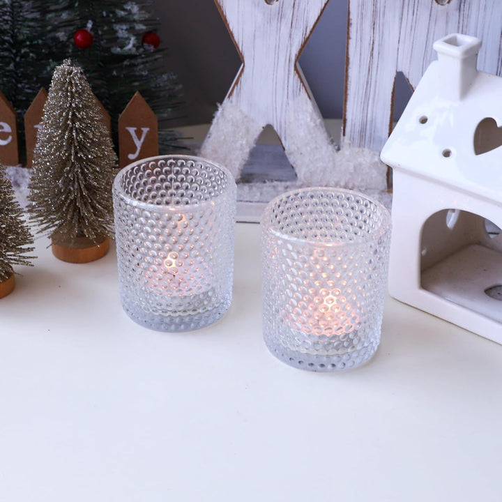Bubbles Teelichthalter Glas mit 12 Stück, Klare Teelichtgläser für Feiern und Partys, Haus Teelichte