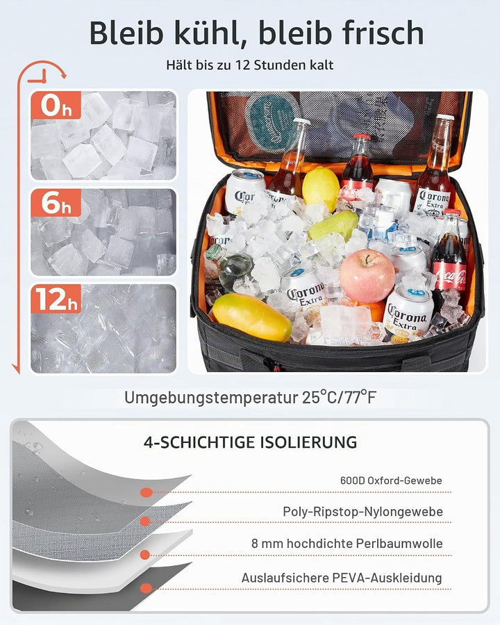 TOURIT Kühltasche Picknicktasche Isolierter weicher Kühler Gross Zusammenklappbar Thermotasche Leben
