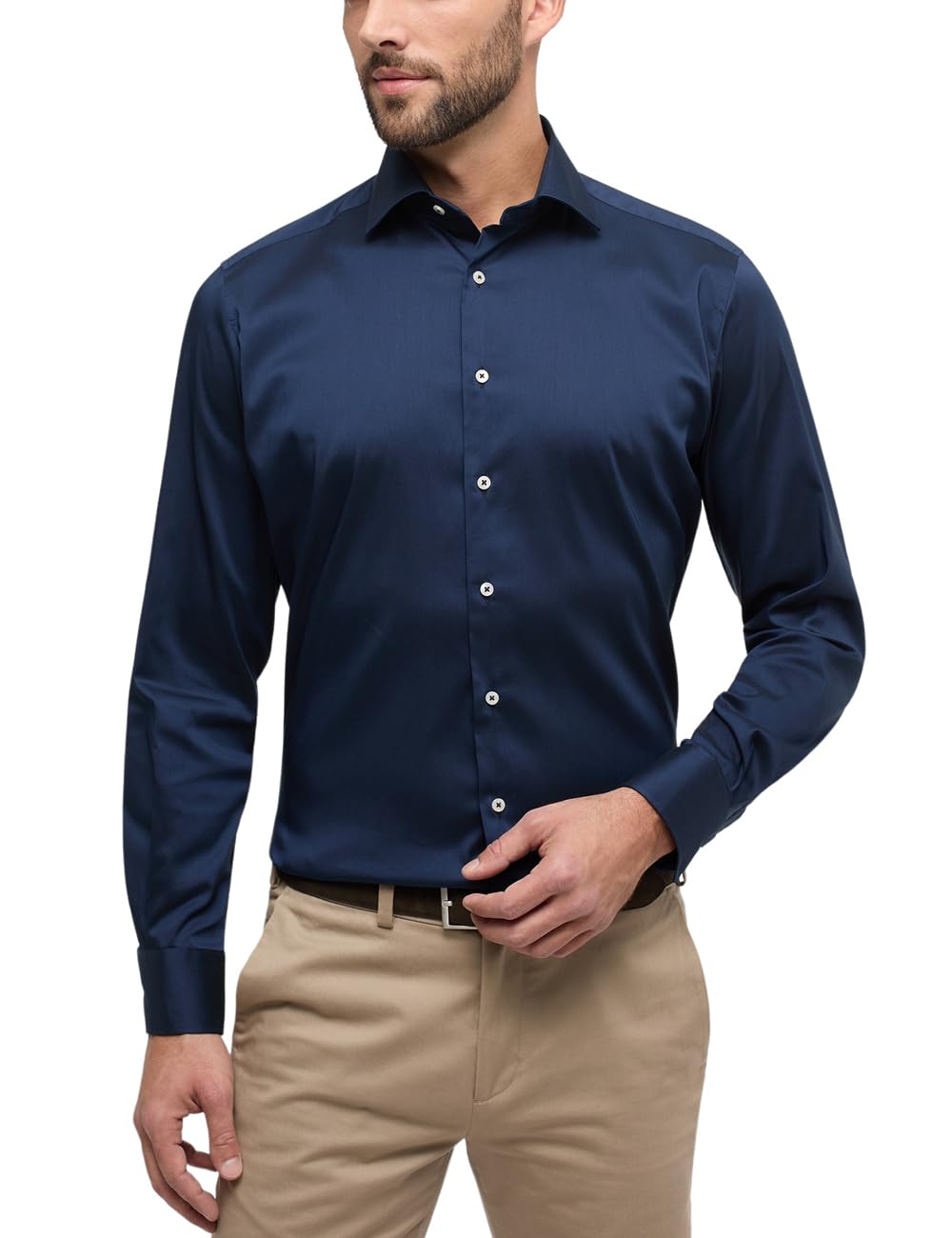 ETERNA Herren Performance Shirt MODERN FIT 38 Kragen / 67 Ärmel Navy, 38 Kragen / 67 Ärmel Navy