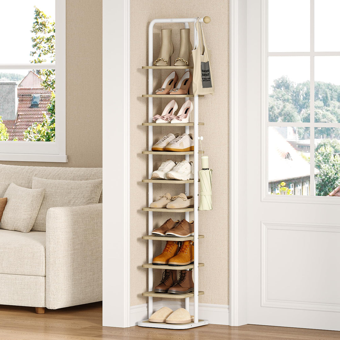 Schuhregal, 10-Stockige Schuhablage Schmal, Vertikales Schuhregal, Verstellbar Ablage, für Eingangsb