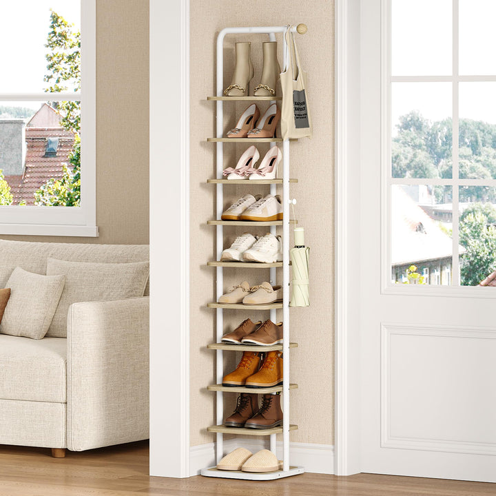 Schuhregal, 10-Stockige Schuhablage Schmal, Vertikales Schuhregal, Verstellbar Ablage, für Eingangsb