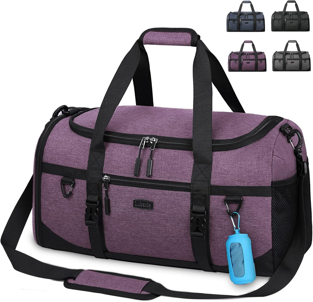 Lubardy Sporttasche Reisetasche Gross 55L Wasserdicht mit Sporthandtuch Schuhfach Nassfach Weekender