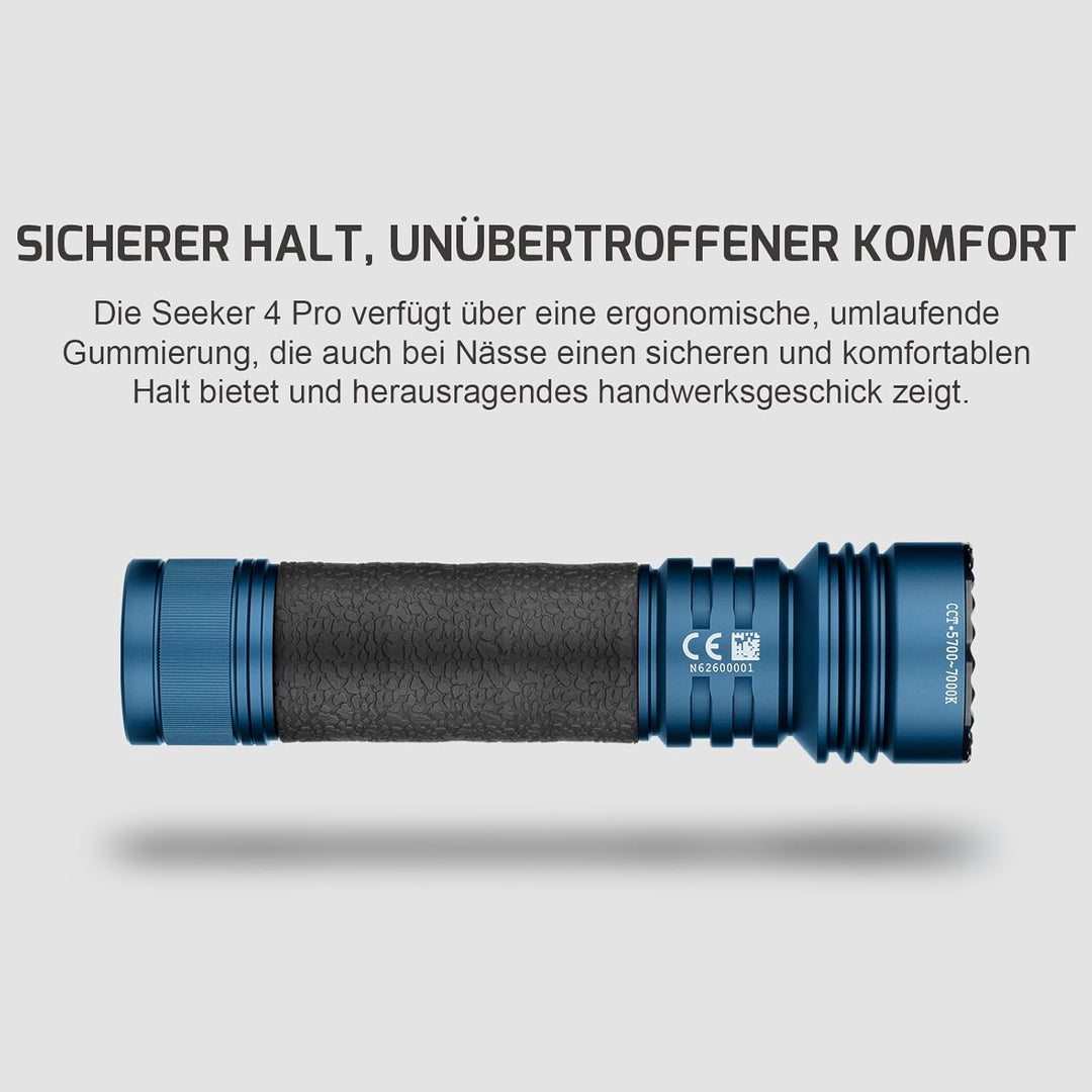 OLIGHT Seeker 4 Pro LED Taschenlampe mit Holster, 4600 Lumen 260 Meter, USB-C Wiederaufladbare Lampe