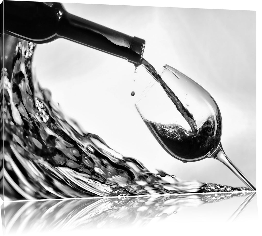 Monocrome, Wein, Format: 100x70 auf Leinwand, XXL riesige Bilder fertig gerahmt mit Keilrahmen, Kuns