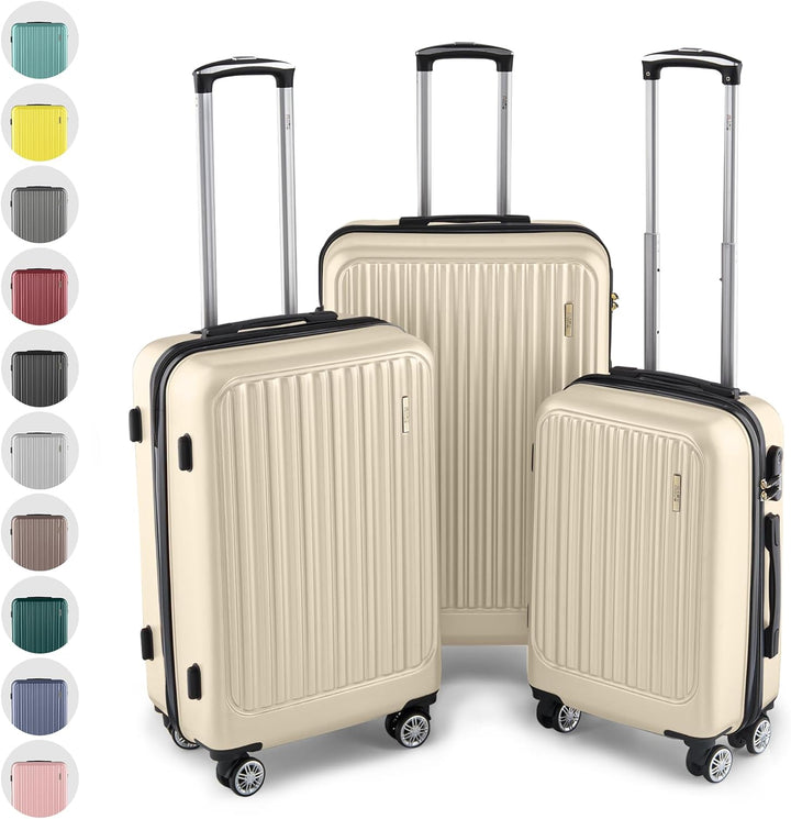 Easy Move ABS Hartschalenkoffer [ERGONOMISCH & SICHER] - Grosser Trolley Koffer mit 360° Rädern, Zah